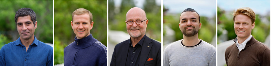 Siamak Eqtesadi, Asbjørn Slagtern Fjellvåg, Per Vult von Steyern, Andre Konarboland and Magnus Johansen